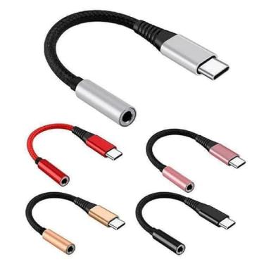 Imagem de Adaptador USB tipo C trançado de nylon para fone de ouvido de 3,5 mm | USB C para auxiliar dongle para iPhone 15, S23 S22 Ultra, Note 20 10, Pixel 7 6 5 4 e mais | Pacote com 5 | Multicolorido | Cabo