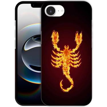 Imagem de SM CASES Capa para iPhone 16e - Capa de plástico rígido com design impresso Scorpion Fire 3D compatível com iPhone 16e