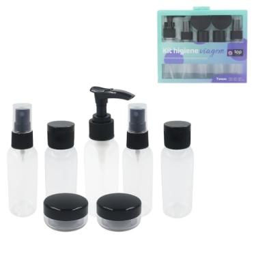 Imagem de Kit Viagem Completo 7 Peças | Frascos Refil Portáteis Transparente para Bagagem de Mão | Organização Inteligente de Cosméticos, Cremes e Líquidos | Plástico Resistente, Sem Vazamentos