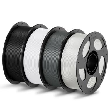 Imagem de ANYCUBIC Filamento Pla 1,75 Mm, Impressão 3D Rfid Com Precisão Dimensional De +/- 0,02 Carretel Reutilizável 1 Kg (2,2 Lbs), 4 Preto + Branco Cinza Transparente