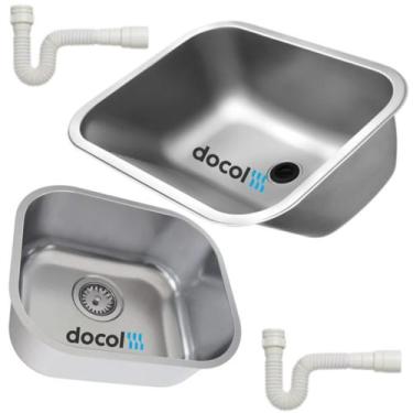 Imagem de Kit Tanque Docol Inox 50x40x23 Acetinado Lavanderia e Cuba Cozinha Ino