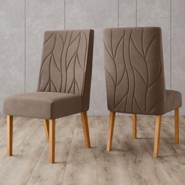 Imagem de Cadeiras Kit 2 Cadeiras Eloá Nature/Marrom Amêndoa - Henn, Marrom, Mod