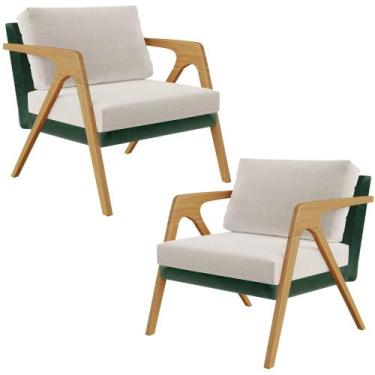 Imagem de Kit 02 Poltronas Decorativas Sala Estar Pietra L02 Facto Verde Musgo L