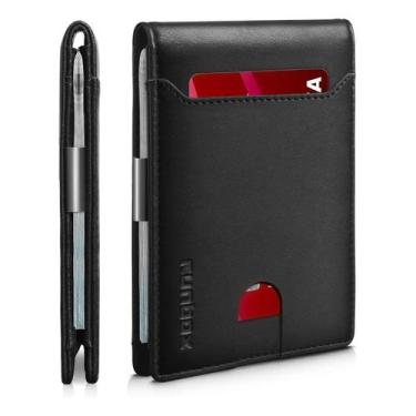 Imagem de Carteira RUNBOX Slim Leather Money Clip para homens com bloqueio de RF