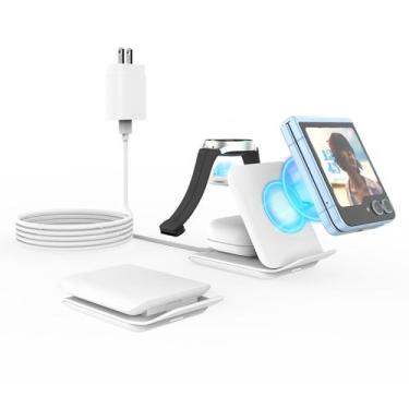 Imagem de Carregador sem fio 3 em 1 de 15 W para Samsung Z Flip com suporte bran
