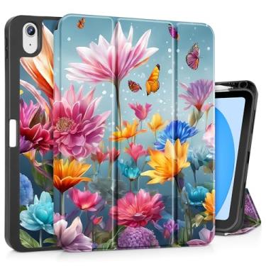 Imagem de Tuiklol Capa para iPad de 11 polegadas (chip A16) 2025 geração 11ª / iPad 11 polegadas 2022 10ª geração, suporte fino para lápis com capa traseira de TPU e suporte de três dobras e despertar/hibernar