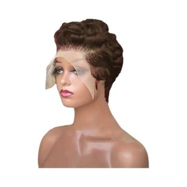 Imagem de Peruca Curta Pixie Cacheada De Cabelo Humano 13x4 Com Renda Frontal  3