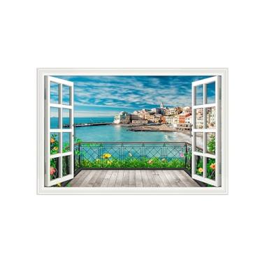 Imagem de Falsas Janelas Paisagens Impressões em Tela-Casa mar-Quadro Arte Moderna-Natureza Pintura Decoração Parede 20x30cm Sem Moldura
