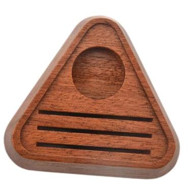 Imagem de Generic Suporte de tela de disco de café de madeira, triangular, reutilizável, acessório leve, fundo antiderrapante, rede organizadora de distribuição de café, Marrom