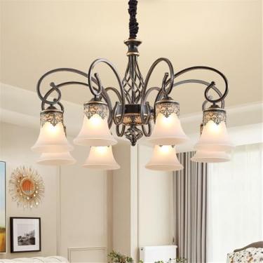 Imagem de Ustre E Lâmpada Pendente LED De Luxo: Estilo Retro Americano Com Toque Europeu, Ideal Para Sala De Estar, Restaurante, Quarto, Estudo, Villa, Hotel E Café (L 8 luzes)