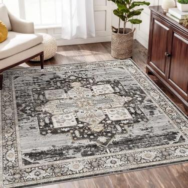 Imagem de RUUGME Tapete quadrado lavável 12 x 12 cm - Tapetes para sala de estar, resistente a manchas, tapetes macios para mulheres casadas de meia-idade no quarto, cozinha, sala de jantar, com suporte