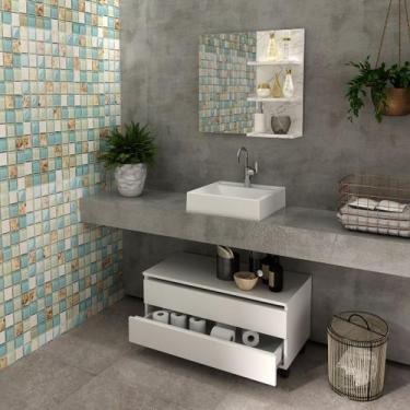 Imagem de Conjunto de Banheiro com Balcão Gabinete com 2 Gavetas e Espelho Suspe