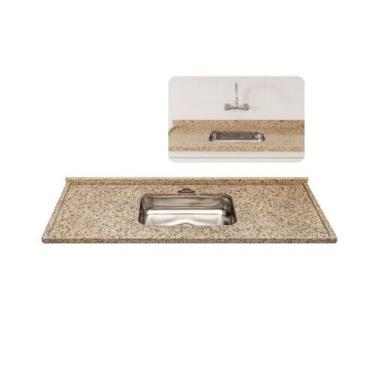 Imagem de Pia Cozinha Granito Ornamental Natural 150cm Cuba Inox Rasa - Rainha d