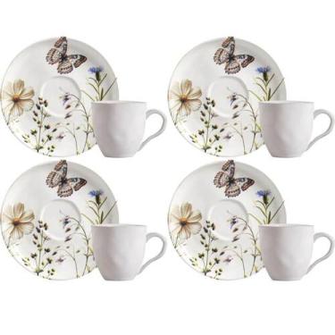 Imagem de Jogo 4 Xícaras com Píres Cerâmica Porto Brasil 170ml Bio Enc