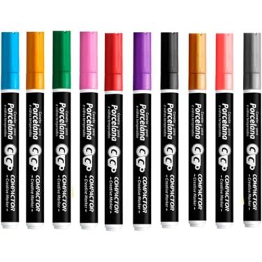Imagem de Genérico Kit de Canetas Marcadoras para Porcelana, 16 Cores Sortidas, Azul, Vermelho, Verde, Marrom, Amarelo, Laranja, Violeta, Metálicas
