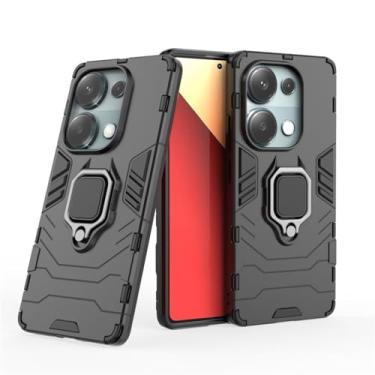 Imagem de Capa Protetora Magnética Anti-quedas para Xiaomi Mi Poco M6 Pro 4G, Redmi Note 13 Pro 4G, Suporte Giratório + Proteção Militar (Preto)