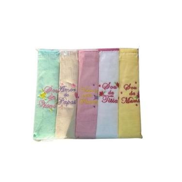 Imagem de Kit Fralda de Pano Bordada Menino e Menina Tecidos Duplo,com 5 Unidade