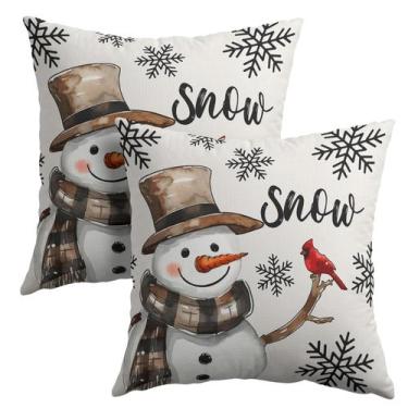 Imagem de Capa de travesseiro Granbey Snowman Christmas 60x60cm Conjunto de 2