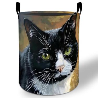 Imagem de Cesto de roupa suja para gatos 50 x 40 cm, balde de armazenamento de roupas Oxford dobrável para quarto de banho, quarto, berçário, organizador de brinquedos, presentes para crianças, meninos, meninas