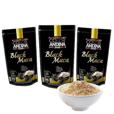 Imagem de Kit 3 Maca Peruana Preta em Pó 100% Pura