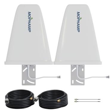 Imagem de Mophamp Kit de antena externa MIMO 2x2 4G LTE/5G 698-3800 MHz 10dBi funciona com hotspots, roteadores, gateways SMA TS9