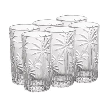 Imagem de Cj 6 Copos Altos de Cristal Palm Tree Transparente 360ml Wolff