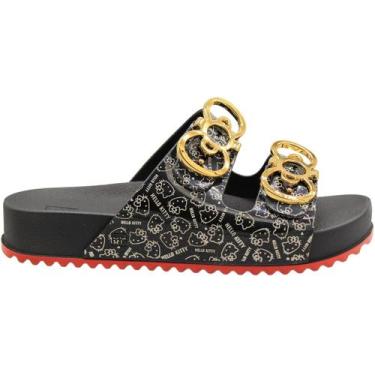 Imagem de Chinelo Slide Zaxy Kitty Fivela de Laço Metalizada Feminina, 37, Preto