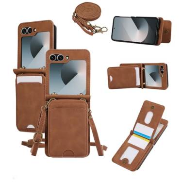 Imagem de Asuwish Capa de telefone para Samsung Galaxy Z Flip 5 5G 2023 capa carteira com alça de pulso couro flip suporte para cartão de crédito acessórios celulares ZFlip5 Z5 G Flip5 ZFlip 5Z mulheres homens