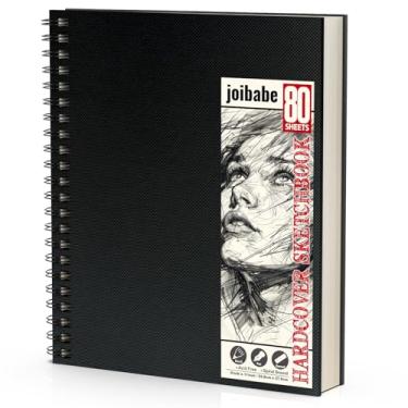 Imagem de Caderno de esboço de capa dura 23 x 28 cm, 1 pacote com 80 folhas (30,8 kg/100 gsm), caderno de desenho de capa dura dupla face, encadernado em espiral, papel de arte de pintura sem ácido para