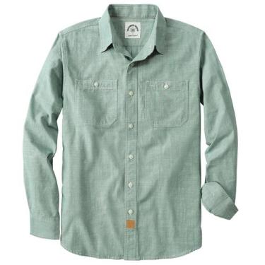 Imagem de Camisa Dubinik Chambray de manga comprida de algodão para homens