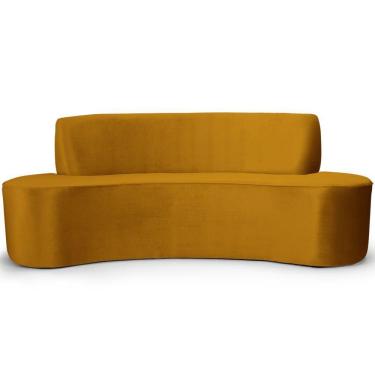 Imagem de Sofá 3 Lugares 180cm Bélgica Veludo Mostarda
