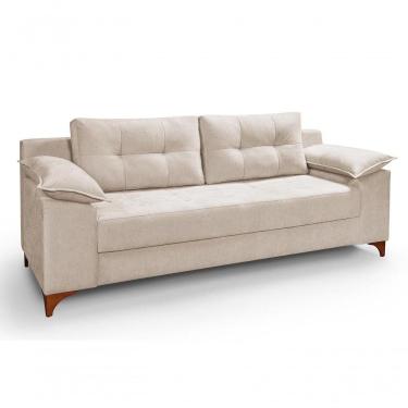 Imagem de Sofá Ibiza 3 Lugares 2,22m Casal Luxo Aveludado Premium Creme 203