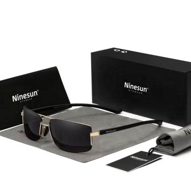 Imagem de Óculos De Sol Polarizados Masculino Moldura Quadrada Classico Protecao Uv400 Dourado