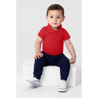 Imagem de Body polo bebê menino em meia malha Brandili-Vermelho