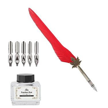 Imagem de Naroote Caneta de Pena Vintage, Caneta de Ponta de Imersão, de Pena retrô, Professor de Família para Namorada, Namorado, Presente, Amigos (Vermelho (A))