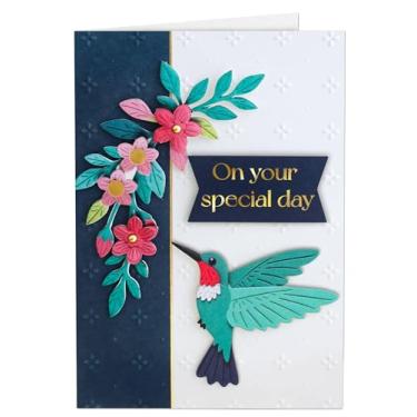 Imagem de Joli Coon Cartão de aniversário 3D para mulheres - Cartão de aniversário beija-flor premium Assinatura com envelope FinePaper e adesivo de selo dourado - No seu dia especial - 17 x 11,4 cm