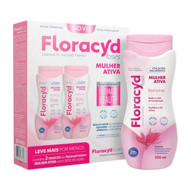 Imagem de Sabonete Íntimo Floracyd Fases Femme Mulher Ativa Ácido Hialurônico Intimate Beauty 2 Unidades de 200ml cada Leve Mais por Menos