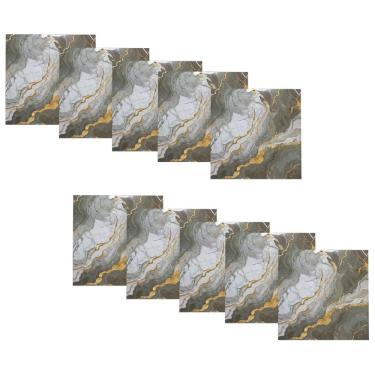 Imagem de Placa Adesiva Marmore 3D Kit 10 uni Obra Reforma Ambiente Moderno Casa Banheiro Cozinha Sala Quarto Papel de Parede