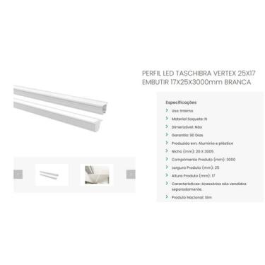 Imagem de Perfil Taschibra Vertex 1.7x2.5x300cm Emb Branco Der/01