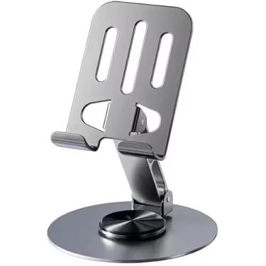 Imagem de Suporte de Celular para Mesa em Alumínio com Base Rotativa 360° Estável e Antiderrapante Ajustável e Dobrável para Smartphones, iPhone, iPad e Tablets - Premium (Modelo 1 - Cor Sortida)