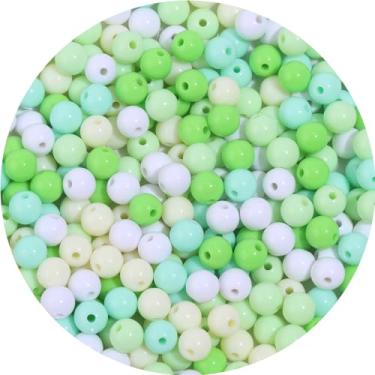 Imagem de 500 peças 8 mm cores misturadas lisas contas de artesanato redondas contas espaçadoras com orifício para pulseira faça você mesmo, colar, brincos, chaveiro, joias, suprimentos artesanais, série verde