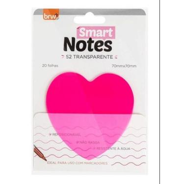 Imagem de BLOCO SMART NOTES TRANSPARENTE CORAÇÃO BRW - Ideal para Anotações, Pin