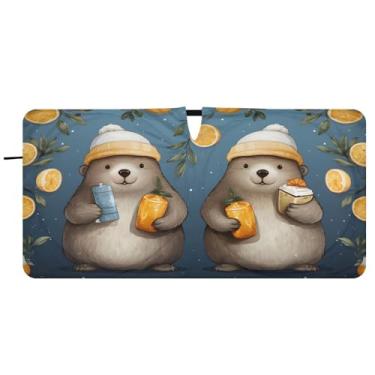 Imagem de CEBUGI Para-brisa de carro dobrável, para-sol, capivaras, capivaras fofas, persianas, guarda-chuva, pára-brisa dianteiro, para-sol para acessórios de carro, bloqueador solar refletivo de carro, M