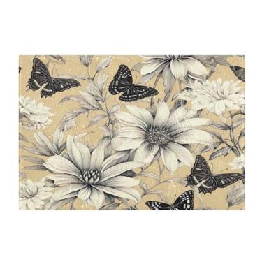 Imagem de Burbuja Tapete de banho de flores vintage, tapete de banheiro absorvente extra macio com suporte antiderrapante para banheiro, banheira, chuveiro, 40,6 x 61 cm