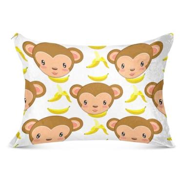 Imagem de Lindo desenho animado macaco bananas grandes fronhas decorativas com zíper longo padrão queen king size fronha almofada deslizante casa sala de estar, tamanho do corpo, 53 cm x 137 cm