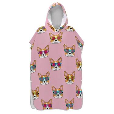 Imagem de TSENQUE Lindo poncho de surfe rosa para adultos trocador plus size feminino ponchos com capuz praia moletom toalha natação