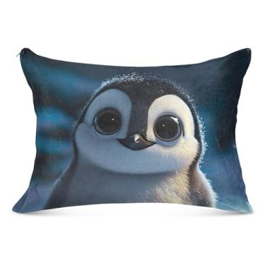 Imagem de Lindos pinguim olhos grandes fronhas decorativas flanela padrão queen king size fronha estética para cama de casa sofá, tamanho king, 50,8 cm x 101,6 cm
