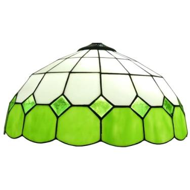 Imagem de Cúpula de abajur de 30 cm (12 polegadas) estilo Tiffany com vitrais, cor verde mediterrânea, acessório para luminária de mesa, pendente e de teto.