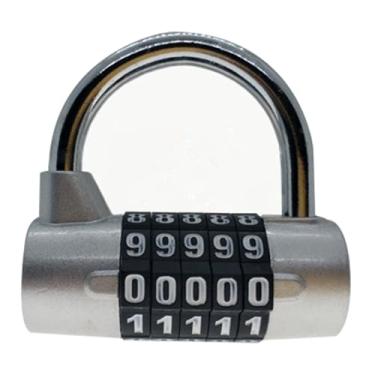 Imagem de Dioche Bloqueio de Senha Em Forma de u, Cadeado de Liga de Zinco para Academia Com Código de 4 Dígitos, Pequeno e Leve para Bolsa de Câmera de Bagagem de Armário (Prata)