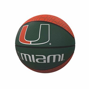 Imagem de Logotipo Brands NCAA Miami Hurricanes unissex repetitivo mini bola de basquete de borracha, miniatura, cor da equipe